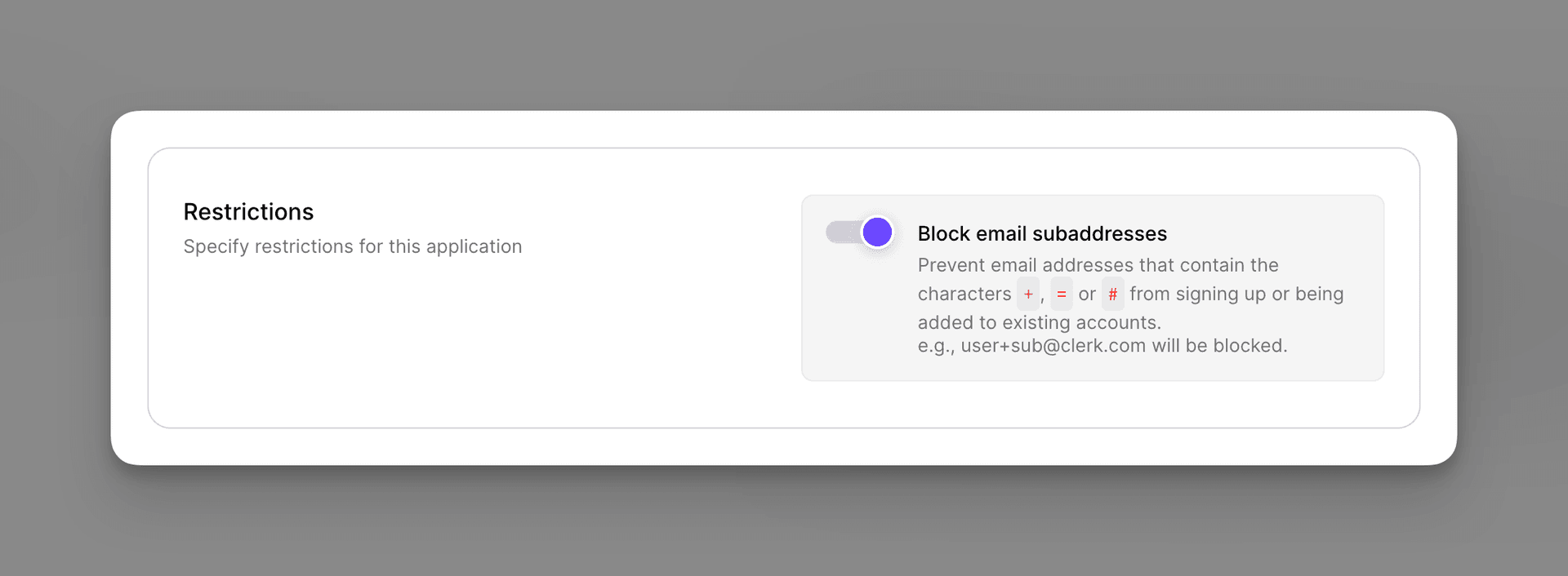 Blocking Email Subaddresses in Clerk